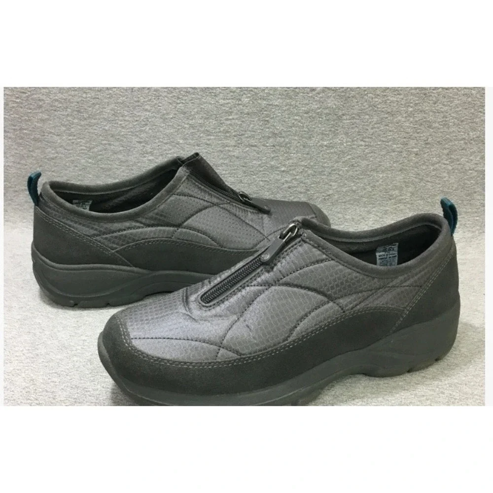 Lands End Womens All Weather‎ Zip Front Suede Insulated Winter Shoes Gray 8.5 B